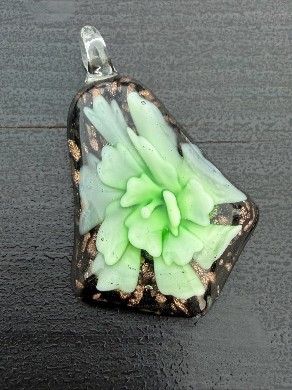 Glass Flower Pendant - Light Green Bloom